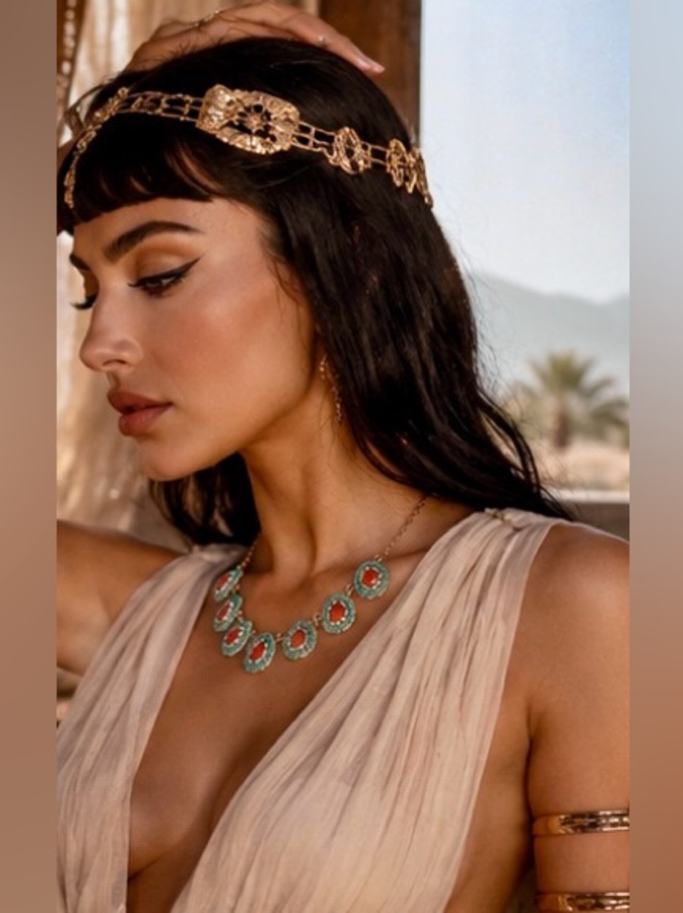 Vintage Goddess Necklace, Adjustable with Crystals, Divine Feminine